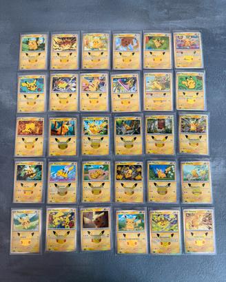Set COMPLETO 30 carte pokemon Pikachu anniversario
