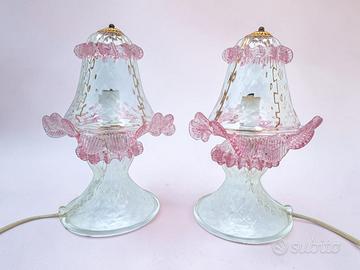 Coppia Lampade da Comodino, Vetro di Murano
