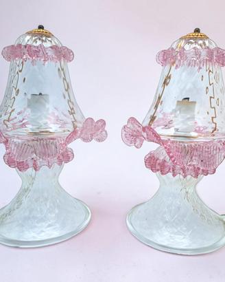Coppia Lampade da Comodino, Vetro di Murano