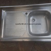 Lavello 80 cm 1 vasca in acciaio