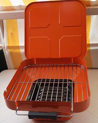 barbecue a carbonella con griglia a manico acciaio