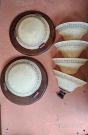 plafoniere in vetro e legno massello 