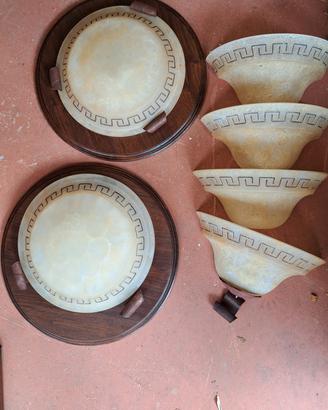 plafoniere in vetro e legno massello 