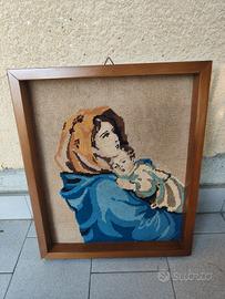 Quadro Maria e Gesù Vintage ricamato