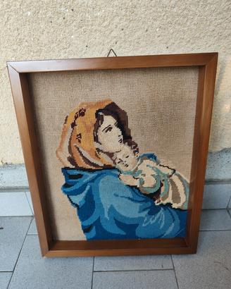 Quadro Maria e Gesù Vintage ricamato
