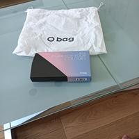 O Bag Pelle tessuto gommato nero portafoglio