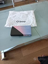 O Bag Pelle tessuto gommato nero portafoglio