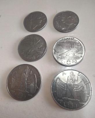 lotto di n.2 monete da cent. 20, 2 c. 50 e  2 d1 l