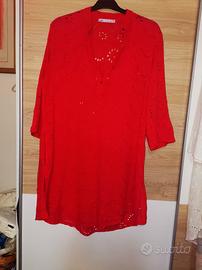 vestiti blusa copricostume rosso e bianco