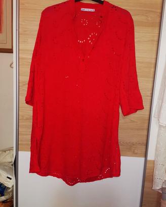vestiti blusa copricostume rosso e bianco