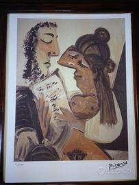 Litografia originale Picasso ''Due con un libro''