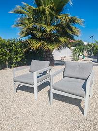 Poltrone da giardino in acciaio bianco
