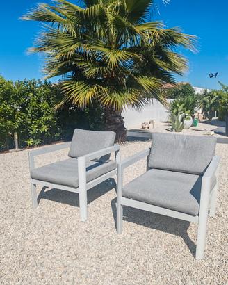 Poltrone da giardino in acciaio bianco