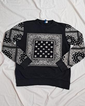 felpa H&M uomo tg l nera a girocollo streetwear 