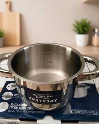 Set di 3 Casseruole in Acciaio inox con coperchio 