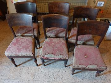 6 sedie in noce metà ottocento