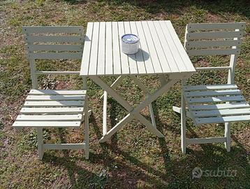 Tavolo sedie legno color salvia richiudibili