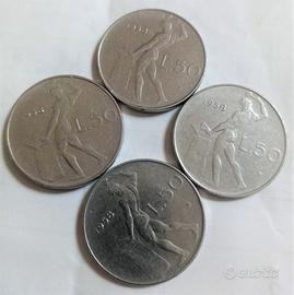Italia 50 lire 1958 spl- rara tiratura 800,000 cop