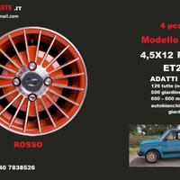 Cerchi grifo 12 pollici 4x98 ROSSO fiat 126