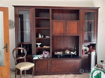 Mobile soggiorno legno noce parete attrezzata stil