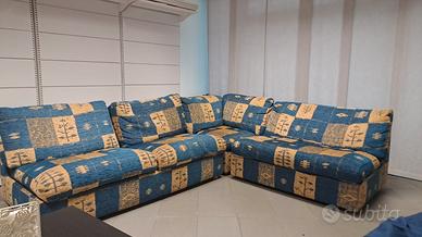Divano angolare letto blu/ocra