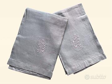 Coppia Asciugamani Lino Verde Chiaro