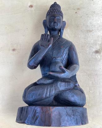Statua legno Buddha nepalese