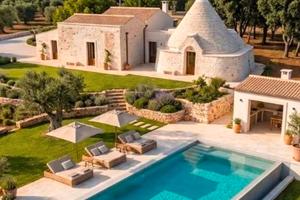 Trulli con torretta in pietra su terreno Monopoli