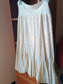 Gonna beige in cotone. Taglia 44