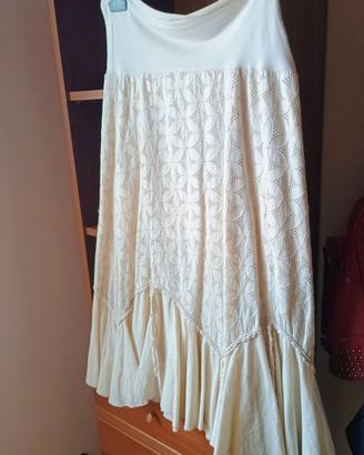 Gonna beige in cotone. Taglia 44
