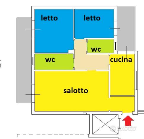 Appartamento di 3 vani con sovrastante lastrico