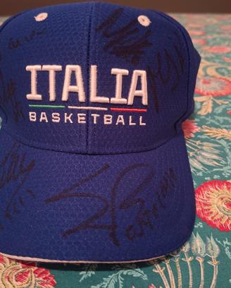 Cappello ufficiale  Italia basket autografato 