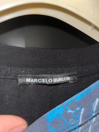 Maglietta Marcelo Burlon nera con ali blu taglia L
