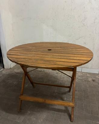 Tavolo in legno rotondo e pieghevole