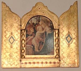 Icona religiosa , trittico Madonna con il Bambino