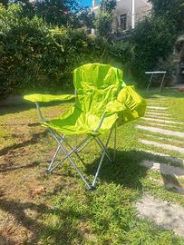 Sedia da campeggio pieghevole verde lime con porta