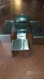 tavolo cristallo e acciaio