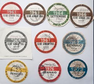 Bolli Tassa di Circolazione anni 60 e 70