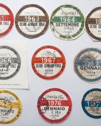 Bolli Tassa di Circolazione anni 60 e 70