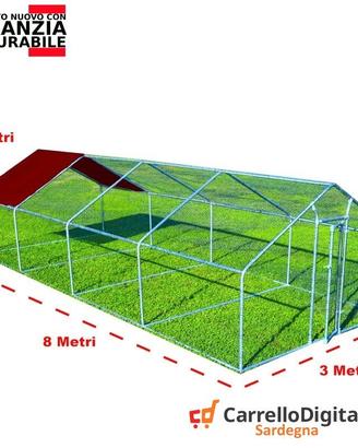 Recinto per Galline 3x8 m x h 2 m – 24 mq bordeaux