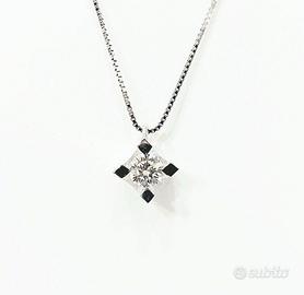 Collana punto luce tornito Diamante Oro Bianco18kt