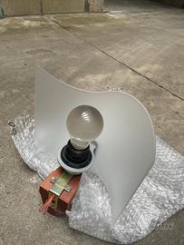 5 applique da parete vetro satinato, base in legno