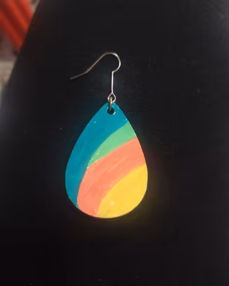 orecchini legno leggeri dipinti a mano 