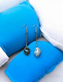 Orecchini pendenti in unakite e agata dendritica