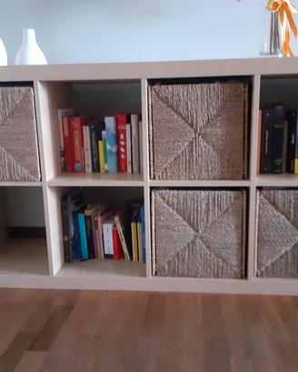 libreria completa di contenitori