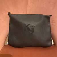 Borsa pochette Krizia nera in pelle, logo frontale