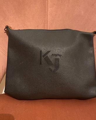 Borsa pochette Krizia nera in pelle, logo frontale