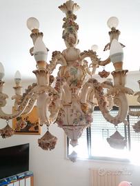 lampadario porcellana di capodimonte 