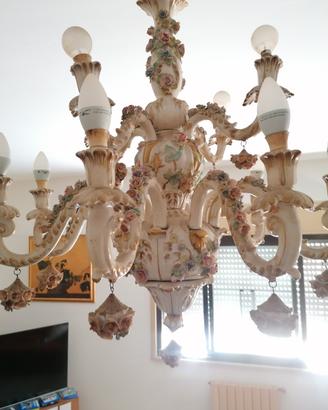 lampadario porcellana di capodimonte 