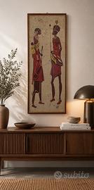 Quadro batik vintage anni 70 africano